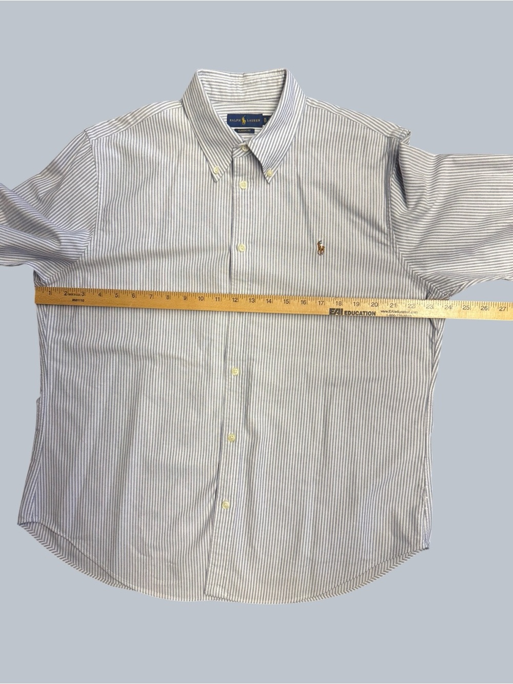 Ralph Lauren Blue and White Striped Button-Down Shirt - Classic Fit - Picture 5 of 9